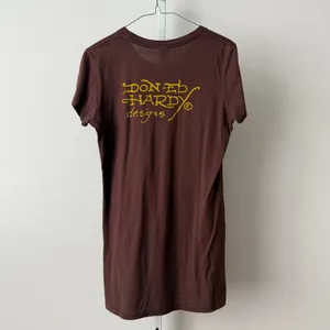 Y2K Ed Hardy L Brown T-Shirt Lotus Flower Bling Christian Audigier‎ Fairy Grunge thumbnail 7