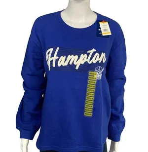 Champion Hampton University Pirates Womens Blue Sweatshirt Size M Medium NWT thumbnail 1