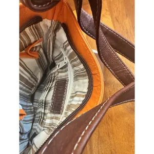 Vera Pelle Florio Bazaar Small Orange/Tan Leather Style Crossbody Bag thumbnail 10