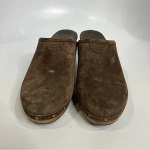 UGG Abbie clog‎ mules brown suede shearling lined women’s size 7 casual boho thumbnail 3