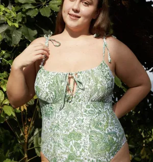 BERLOOK Retro Floral Drawstring Ruched One-Piece Swimsuit 48 thumbnail 4