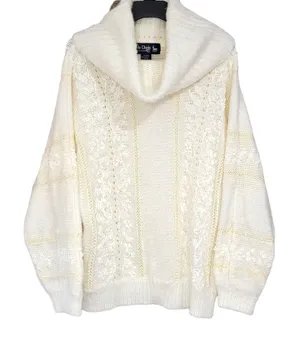 80s Vintage Le Chois Ivory Thick Knit Sweater Women's Size Large thumbnail 1
