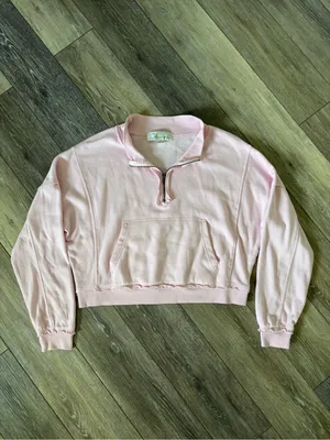 Vintage Havana Baby Pink Quarter-Zip Pullover Sweatshirt thumbnail 3