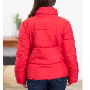 Zenana Womens Size Large Red Puffer Jacket Full Zip Pockets Long Sleeve QJ-1350Y thumbnail 2
