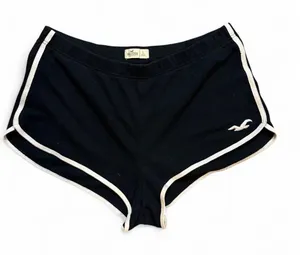 Hollister Y2K Black Dolphin Shorts L White Trim Low Rise Micro Shorts thumbnail 1