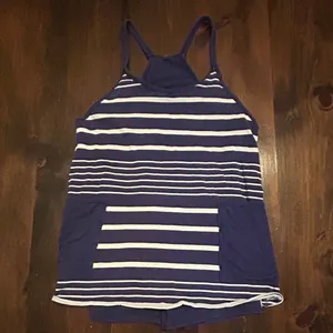 Free People Movement Hot Shot Romper Small Blue Striped Racerback Pocket Coastal thumbnail 3
