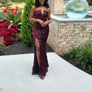 Dress the Population Black Sequin Gown XS Bustier Strapless Velvet Designer $400 thumbnail 7