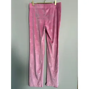 Y2K bling Juicy Couture Pink Velour Monogram Rhinestone‎ Sleepwear Pants Small thumbnail 2
