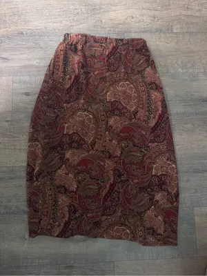 VINTAGE • Orvis • Midi Skirt • Size 6 • Paisley Print • Brown thumbnail 6