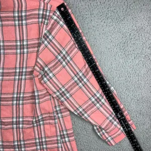 Plaid‎ Button Up Shirt Women 3XL Pink Plaid L/S Casual Western Pastel Layering thumbnail 5