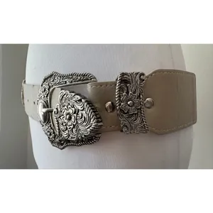 Taupe Double Silver Buckle Elasticized Back Belt thumbnail 7