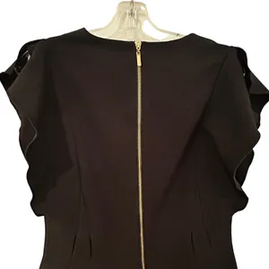 Eliza J Ruffle Sleeve Sheath‎ Dress Women's 6 Black Crepe LBD Classic Career thumbnail 9