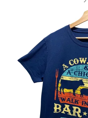 Boutique Barbecue Funny Graphic Tee Shirt Blue Size XL Casual Relaxation Cute thumbnail 5