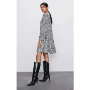C Zara Claris Back & White V-Neck Long Sleeve Ruffle Women Mini Dress Size M thumbnail 4