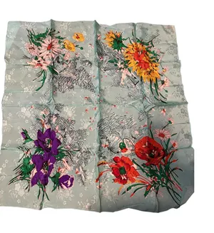 Vintage Floral Print Scarf Lightweight Accessories Fashion‎ Women Made in Japan thumbnail 1