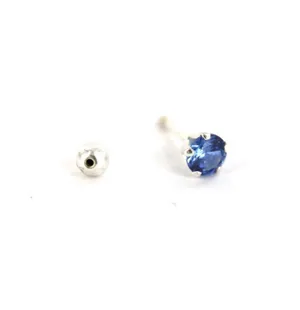 925 Sterling Silver Blue Round Earring Studs thumbnail 4