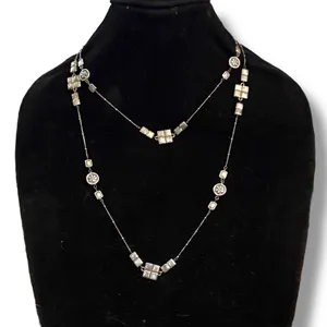 Brighton Ravenna long silver tone station tile necklace thumbnail 1