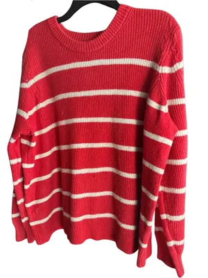 Maurices Crewneck Sweater - Women’s Plus Size XXL ~ Coral Red Stripe ~ Soft Cozy thumbnail 3