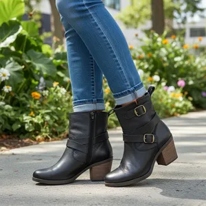 Lucky Brand Orenzo Ankle Moto Boots Black Leather Women's Size 6 thumbnail 11