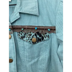 Vintage Y2K Nancy Bolen Southwestern Leopard Western Denim Jacket City Girl 10 thumbnail 4