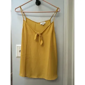 LOFT Outlet Ann Taylor Mustard Yellow Camisole Bow Accent Cami Tank Top Sz S thumbnail 6