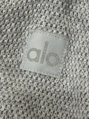 Alo Yoga Tennis Club Cardigan Sweater XS Gray Varsity Preppy Athleisure Chic thumbnail 8