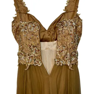 NWT Mandalay Brown Gold Lace Beaded Embellished Long Evening Gown Dress Size 8 thumbnail 9
