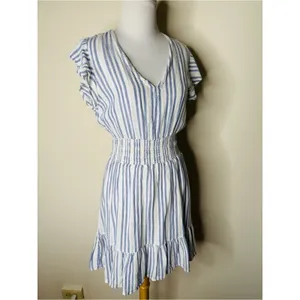 Rails Blue and White Striped Tara Catalina Ruffle Hem Mini Dress thumbnail 3