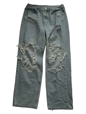 American Eagle Ripped Highest Rise 90s Boyfriend Jean 10 Short Women’s Blue 3648 thumbnail 2