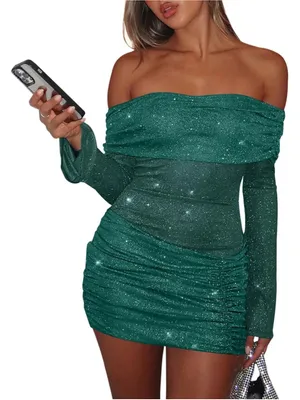 NEW Sexy Off Shoulder Bodycon Mini Dress Mesh Ruched Y2K Club S thumbnail 1