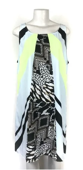 Hale Bob Dress Size Large Tunic Abstract Graphic Sleeveless Summer Neon Casual thumbnail 1