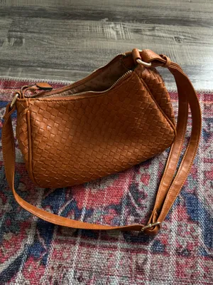 cognac braided purse crossbody thumbnail 2