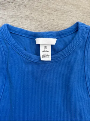 H&M Royal Blue Ribbed Crop Tank - Sleeveless Knit thumbnail 2