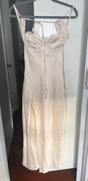 BabyBoo Silky Satin Light Blush Slip Dress with Spaghetti Straps S thumbnail 1
