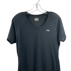 Under Armour Women's Black V-Neck Short Sleeve T-Shirt Size L‎ thumbnail 2