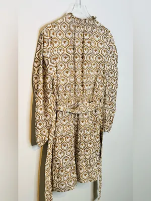 Anna Cate Brown Cream Medallion Paisley Print Cotton Long Sleeve Dress thumbnail 6