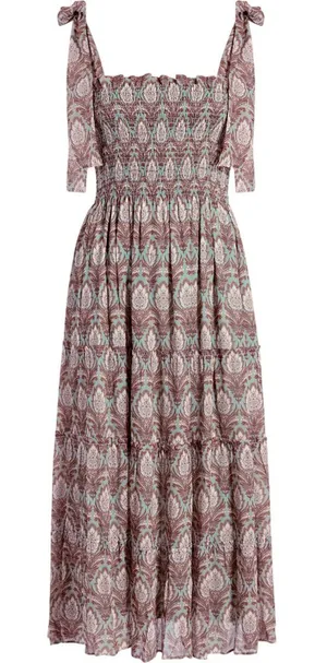 NWT Hill House Ribbon Ellie Nap in Pinecone Sage Chiffon Smocked Midi Dress S thumbnail 1