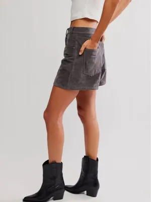FREE PEOPLE NWT We The Free Tippie Vegan Suede Shorts / Dark Grey thumbnail 3
