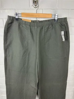 NWT L.L.Bean Green Classic Fit Linen Cotton Pants Size L thumbnail 6