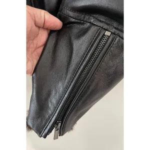 Wilsons Leather Black Jacket Faux Fur Collar XL WWZM2451 Moto Coat thumbnail 6