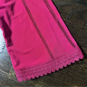 NWT Ann Taylor Petite Burgundy Red Bell Sleeve Square Neck Lace Blouse thumbnail 7