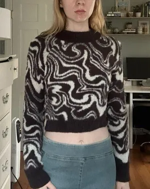 Urban outfitters Cropped Swirled Pattern Knit Sweater thumbnail 1