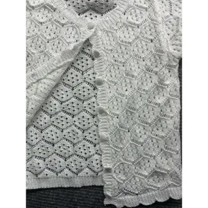 Women's Crochet 2 PC Beach Swim Coverup Set Short Sleeve & Shorts Sexy White XS thumbnail 12