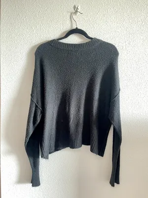 American Eagle Soft Black Knit Sweater Size Medium M Long Sleeve Crew Neck thumbnail 2