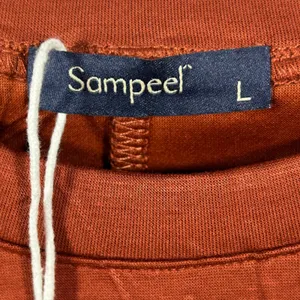 Sampeel Womens Long Sleeve Crew Neck T-Shirt Dress Rust Orange Side‎ Slit Large thumbnail 3