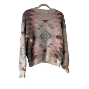 Loveriche Women's Size Small‎ Fuzzy Teddy Pink Cream Cozy Sweater thumbnail 4