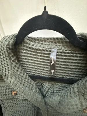 Supplies Olive Green Waffle Knit Button-Up Shacket thumbnail 2