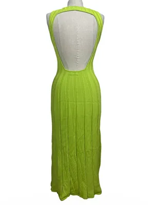 Meshki Aspen Back Keyhole Knit Midi Dress in Fresh Green Size Medium Resortwear thumbnail 4