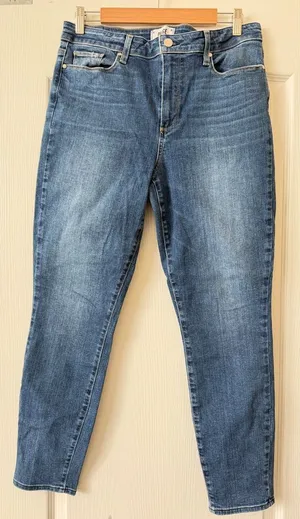 PAIGE Medium Blue Cropped Ankle Jeans, Size 32 thumbnail 1