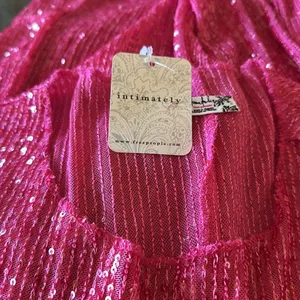 NWT Free People x Intimately FP Gold Rush Long Sleeve In Hot Pink Combo thumbnail 9
